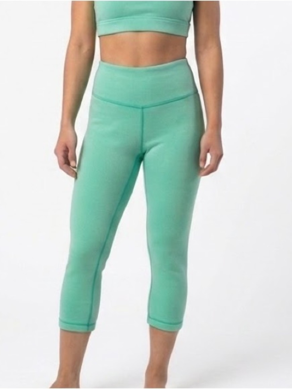 High-Rise Mint Green Cropped Leggings for Women